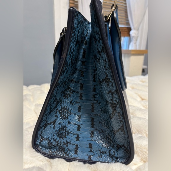 Coach Crosby Carryall Blue with Embossed Snakeskin, Retired - Picture 7 of 17